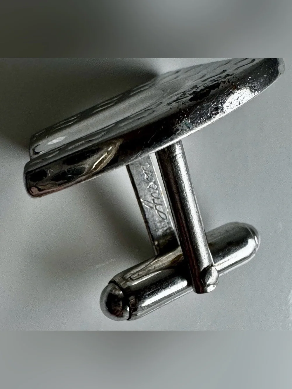 Vintage Signed Anson Silver Tone Cufflinks & Tie Bar Jewelry Set #1541